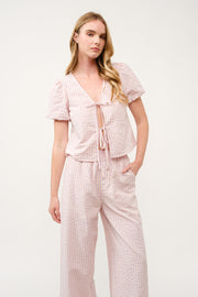 Striped Puff Sleeve Top and Wide-Leg Pant Set I ABED7747 I SHIP 03/31/25