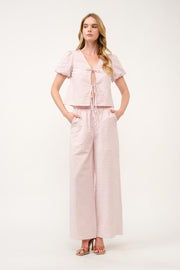 Striped Puff Sleeve Top and Wide-Leg Pant Set I ABED7747 I SHIP 03/31/25
