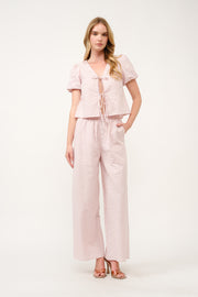 Striped Puff Sleeve Top and Wide-Leg Pant Set I ABED7747 I SHIP 03/31/25