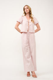 Striped Puff Sleeve Top and Wide-Leg Pant Set I ABED7747 I SHIP 03/31/25