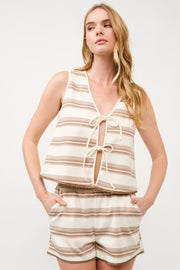 Striped Sleeveless Knit Set with Tie Details I ABED7748 I SHIP 03/31/25
