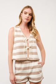 Striped Sleeveless Knit Set with Tie Details I ABED7748 I SHIP 03/31/25