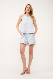Sleeveless Top and Pocketed Shorts Set I ABED7749 I SHIP 03/31/25