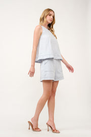 Sleeveless Top and Pocketed Shorts Set I ABED7749 I SHIP 03/31/25