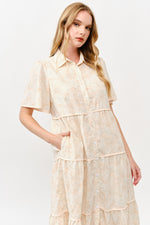Load image into Gallery viewer, Tiered Button-Down Midi Dress I ABED7757 I TAUPE I SHIP 05/15/25
