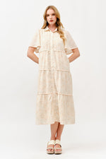 Load image into Gallery viewer, Tiered Button-Down Midi Dress I ABED7757 I TAUPE I SHIP 05/15/25

