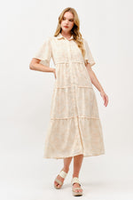 Load image into Gallery viewer, Tiered Button-Down Midi Dress I ABED7757 I TAUPE I SHIP 05/15/25
