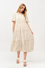 Load image into Gallery viewer, Tiered Button-Down Midi Dress I ABED7757 I TAUPE I SHIP 05/15/25
