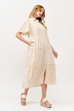 Load image into Gallery viewer, Tiered Button-Down Midi Dress I ABED7757 I TAUPE I SHIP 05/15/25
