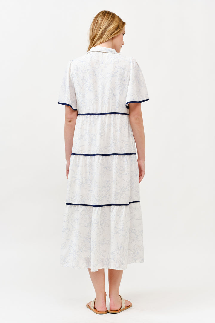 Tiered Button-Down Midi Dress I ABED7757 I TAUPE I SHIP 05/15/25