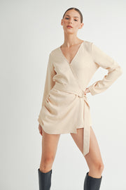 Wholesale women's contemporary fashion | Belted Long Sleeve Romper 