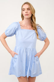 Cotton Poplin Puff Sleeve Romper  I ABER7512 I SHIP 03/31/25