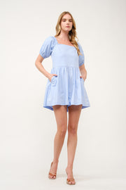 Cotton Poplin Puff Sleeve Romper  I ABER7512 I SHIP 03/31/25