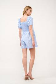 Cotton Poplin Puff Sleeve Romper  I ABER7512 I SHIP 03/31/25