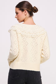 Crochet Collar Knit Cardigan I ABES7502 I SHIP 10/03/24