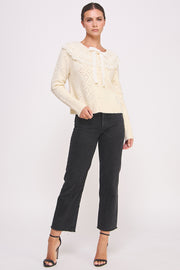 Crochet Collar Knit Cardigan I ABES7502 I SHIP 10/03/24