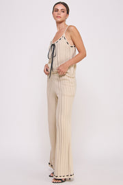 Women's clothing wholesale Textured knitted Cami Top & elastic waist pocket Pants Set