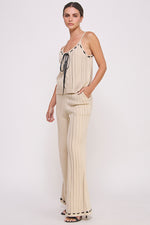 Load image into Gallery viewer, Women&#39;s clothing wholesale Textured knitted Cami Top &amp; elastic waist pocket Pants Set
