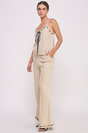 Women's clothing wholesale Textured knitted Cami Top & elastic waist pocket Pants Set