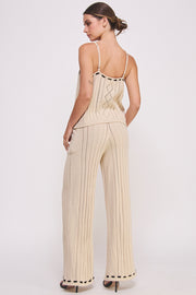 Women's clothing wholesale Textured knitted Cami Top & elastic waist pocket Pants Set