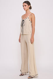 Women's clothing wholesale Textured knitted Cami Top & elastic waist pocket Pants Set