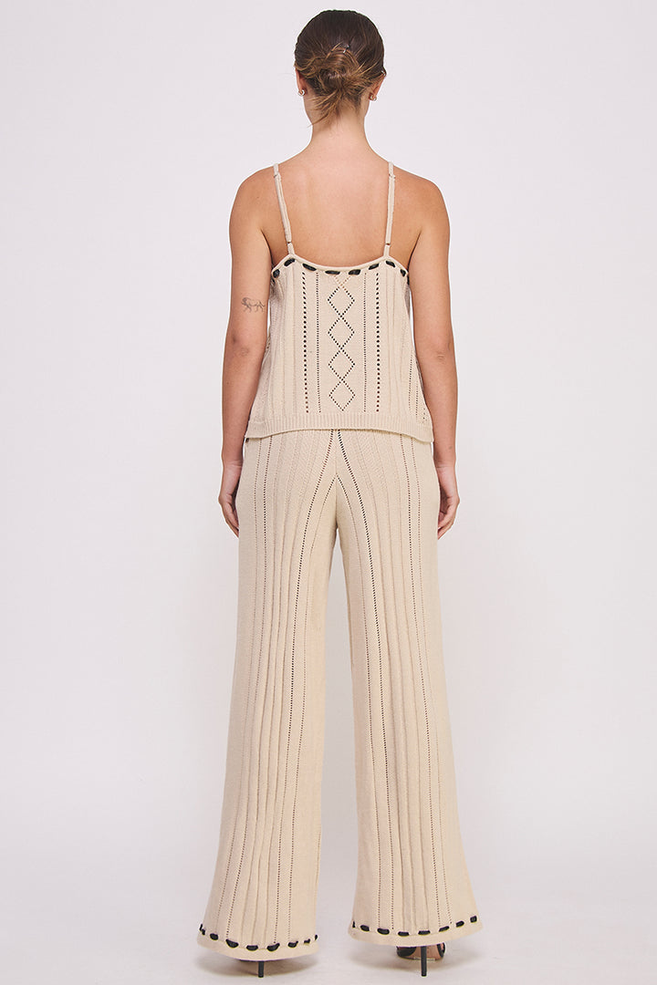Women's clothing wholesale Textured knitted Cami Top & elastic waist pocket Pants Set