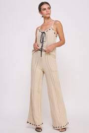 Women's clothing wholesale Textured knitted Cami Top & elastic waist pocket Pants Set