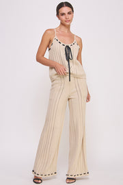 Women's clothing wholesale Textured knitted Cami Top & elastic waist pocket Pants Set