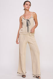 Women's clothing wholesale Textured knitted Cami Top & elastic waist pocket Pants Set