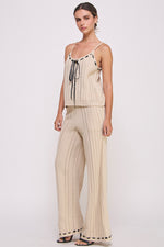 Load image into Gallery viewer, Women&#39;s clothing wholesale Textured knitted Cami Top &amp; elastic waist pocket Pants Set
