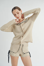 Crochet Cardigan & Short Set I ABES7505 I SHIP 09/25/24