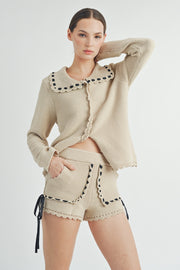 Crochet Cardigan & Short Set I ABES7505 I SHIP 09/25/24
