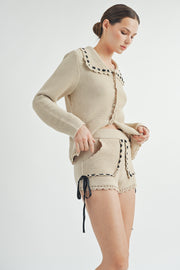 Crochet Cardigan & Short Set I ABES7505 I SHIP 09/25/24