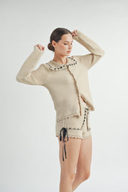 Crochet Cardigan & Short Set I ABES7505 I SHIP 09/25/24