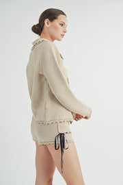 Crochet Cardigan & Short Set I ABES7505 I SHIP 09/25/24