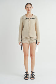 Crochet Cardigan & Short Set I ABES7505 I SHIP 09/25/24
