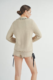 Crochet Cardigan & Short Set I ABES7505 I SHIP 09/25/24