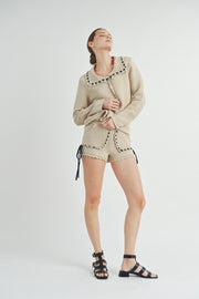 Crochet Cardigan & Short Set I ABES7505 I SHIP 09/25/24