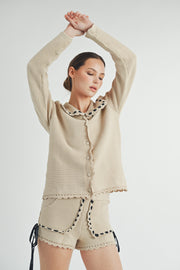 Crochet Cardigan & Short Set I ABES7505 I SHIP 09/25/24