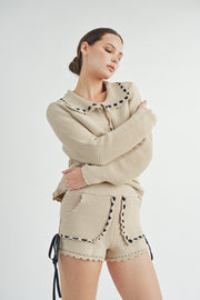 Crochet Cardigan & Short Set I ABES7505 I SHIP 09/25/24