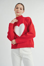 Red & White Heart Sweater I ABES7510 I SHIP 10/03/24
