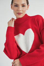 Red & White Heart Sweater I ABES7510 I SHIP 10/03/24
