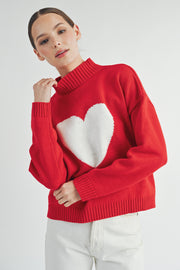 Red & White Heart Sweater I ABES7510 I SHIP 10/03/24