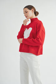 Red & White Heart Sweater I ABES7510 I SHIP 10/03/24