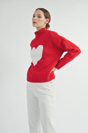 Red & White Heart Sweater I ABES7510 I SHIP 10/03/24