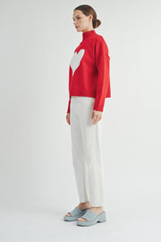 Red & White Heart Sweater I ABES7510 I SHIP 10/03/24
