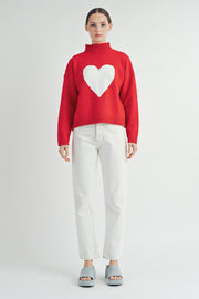 Red & White Heart Sweater I ABES7510 I SHIP 10/03/24