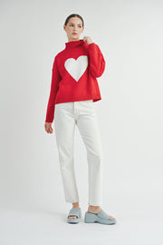 Red & White Heart Sweater I ABES7510 I SHIP 10/03/24