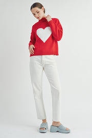 Red & White Heart Sweater I ABES7510 I SHIP 10/03/24