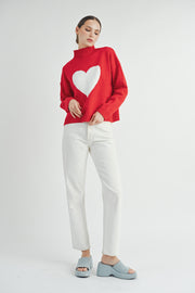 Red & White Heart Sweater I ABES7510 I SHIP 10/03/24